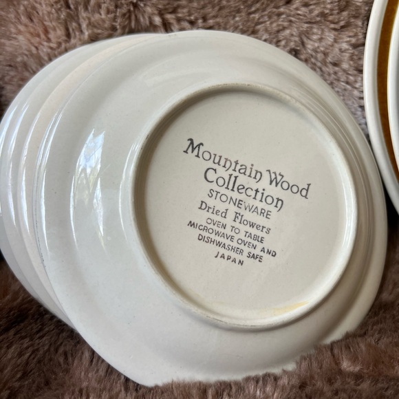 VTG 70s Japan Hand Painted Dried Flowers Mountain Wood STONEWARE Dinner Plate - Picture 13 of 16